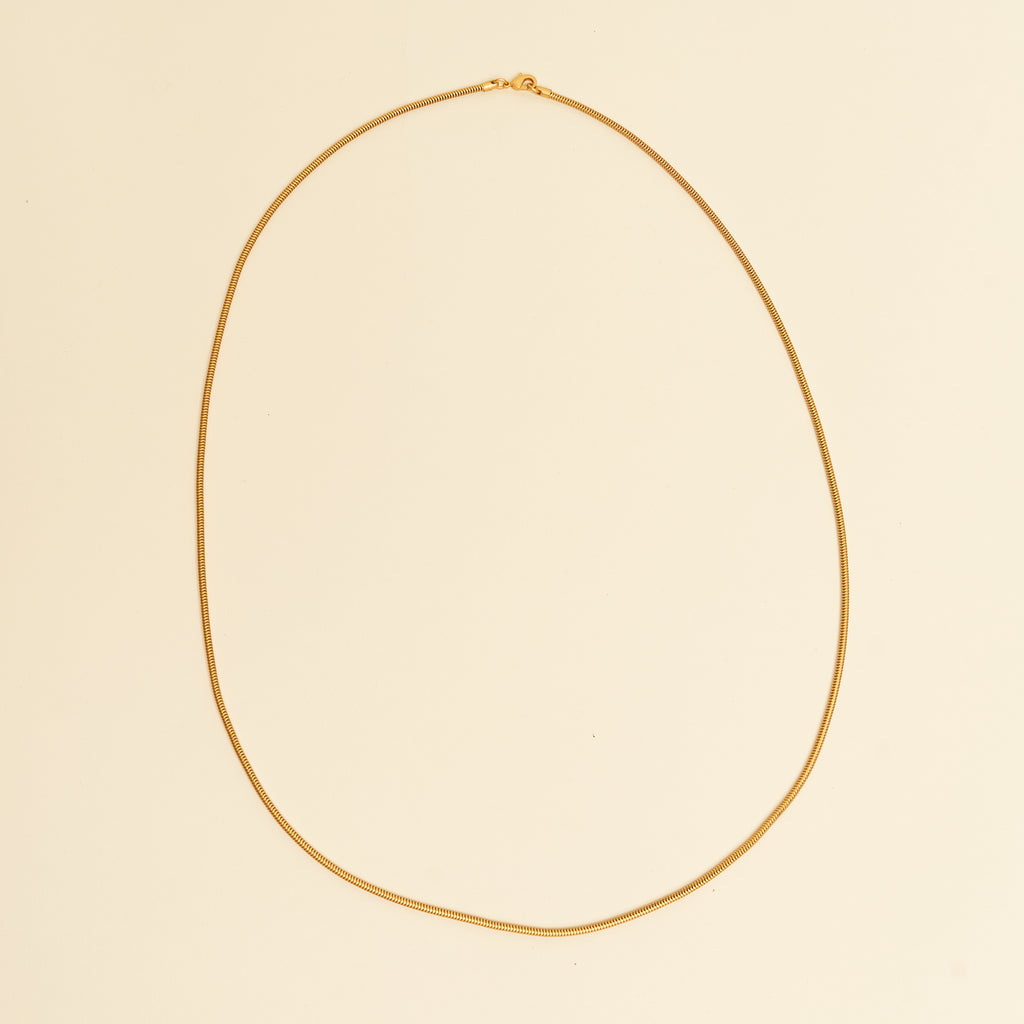 Flache Schlangenkette, Halskette 50 cm, 24K vergoldet