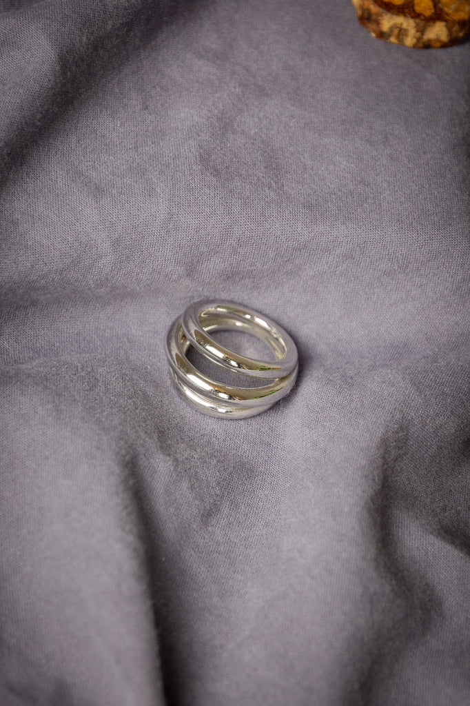 Dreifach-Ring aus 24 K Sterling Silber und Rhodium